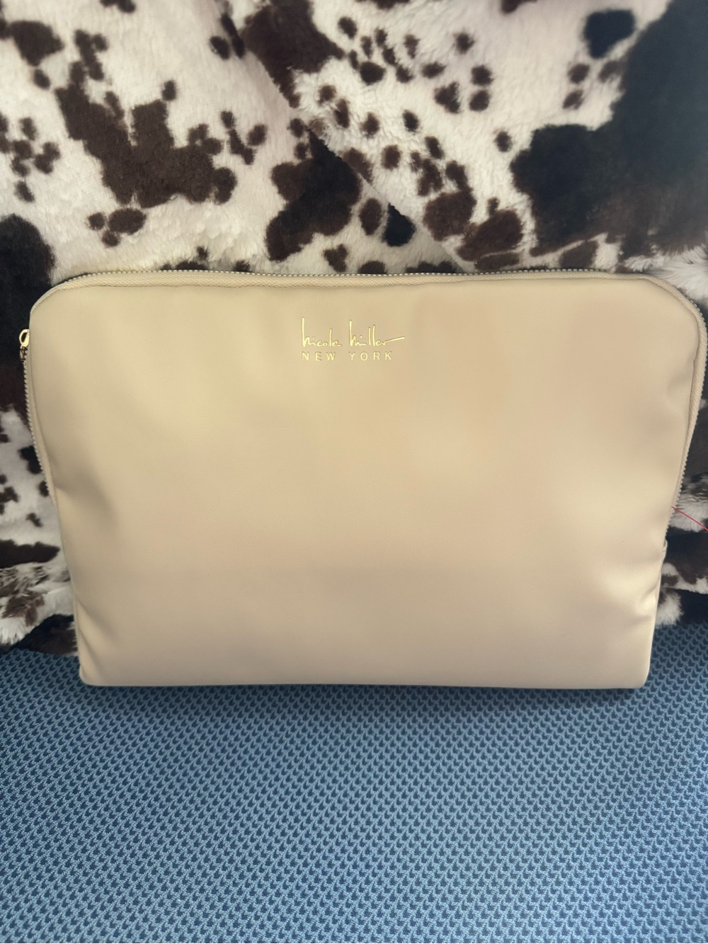 Nicole Miller Smooth Beige Travel iPad  Case with Gold Logo